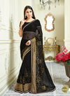 Black Latest Designer Fancy Wedding Wear Designer Thread And Cord Embroidery Work Heavy Saree Collection 10124